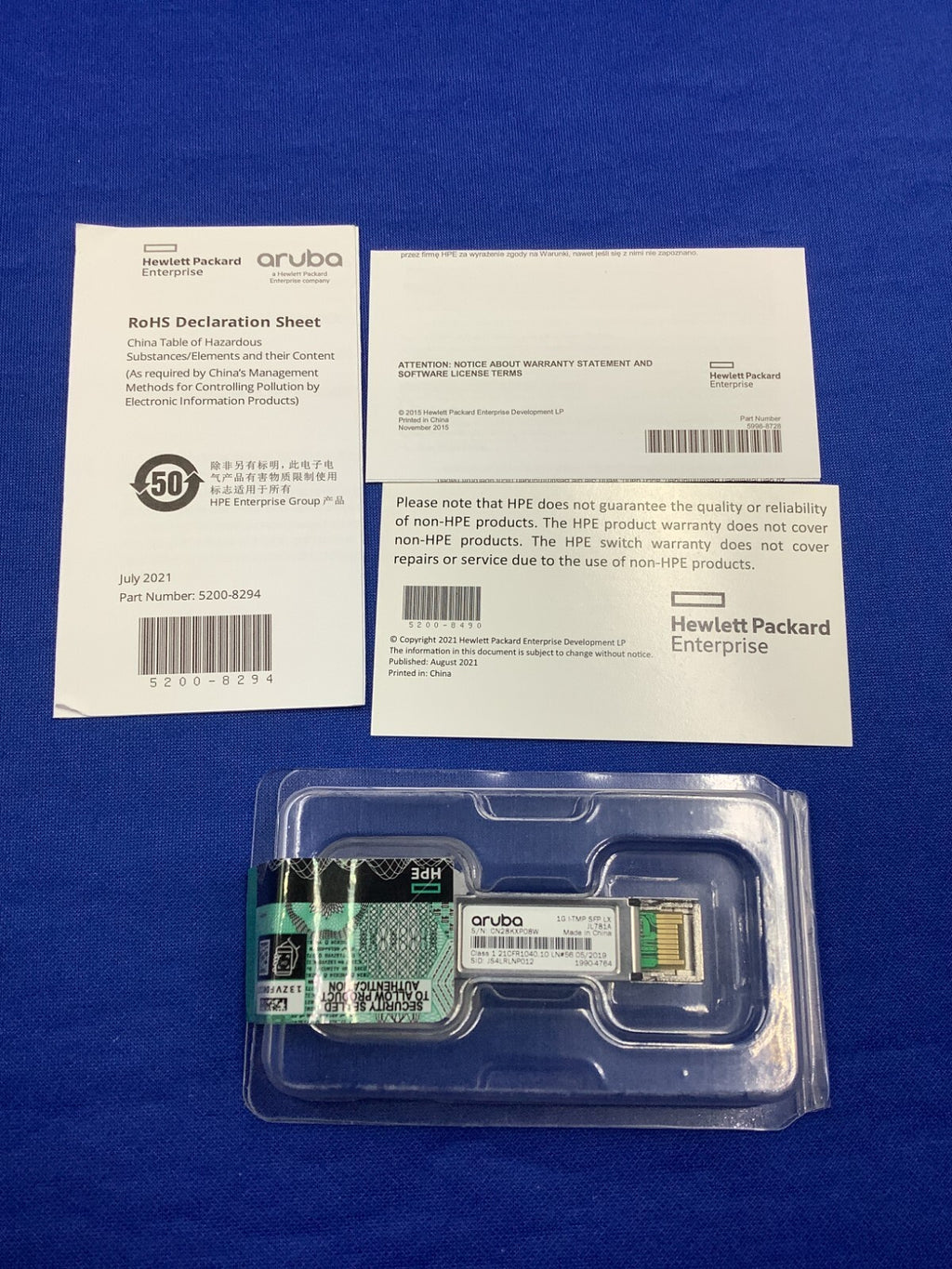 JL781A HPE ARUBA NETWORKING 1G IND-TEMP SFP LC LX 10KM SMF TRANSCEIVER New F/S