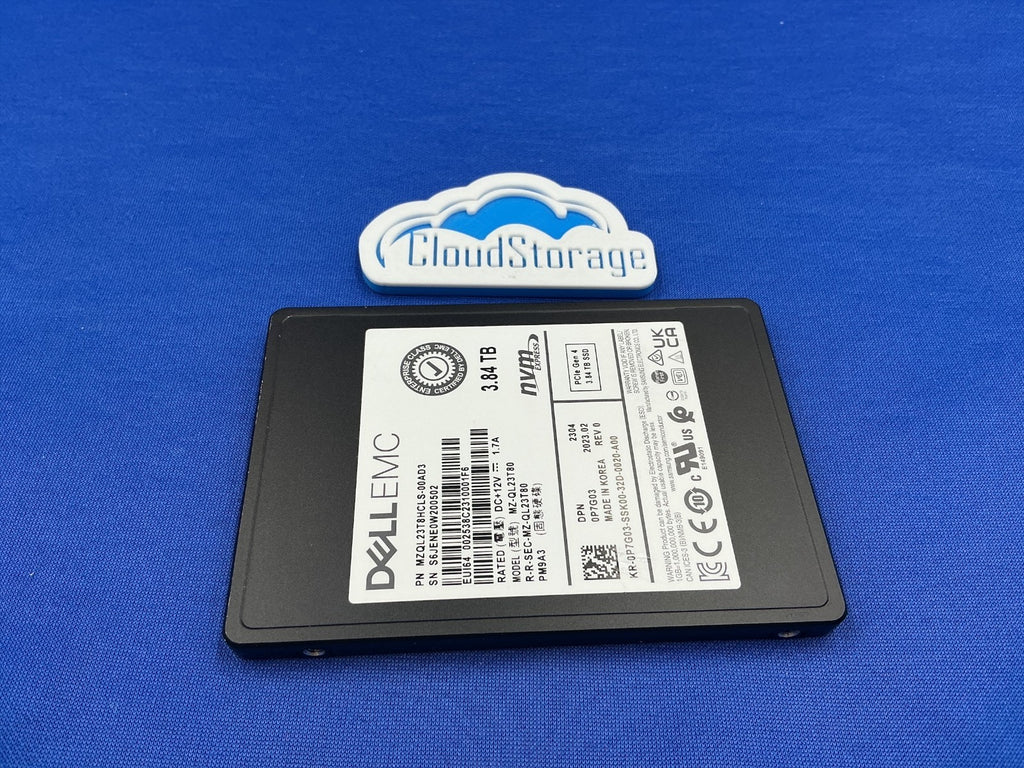P7G03 Dell Samsung PM9A3 3.84TB PCIe Gen4 x4 NVMe U.2 2.5" Internal SSD w/ tray