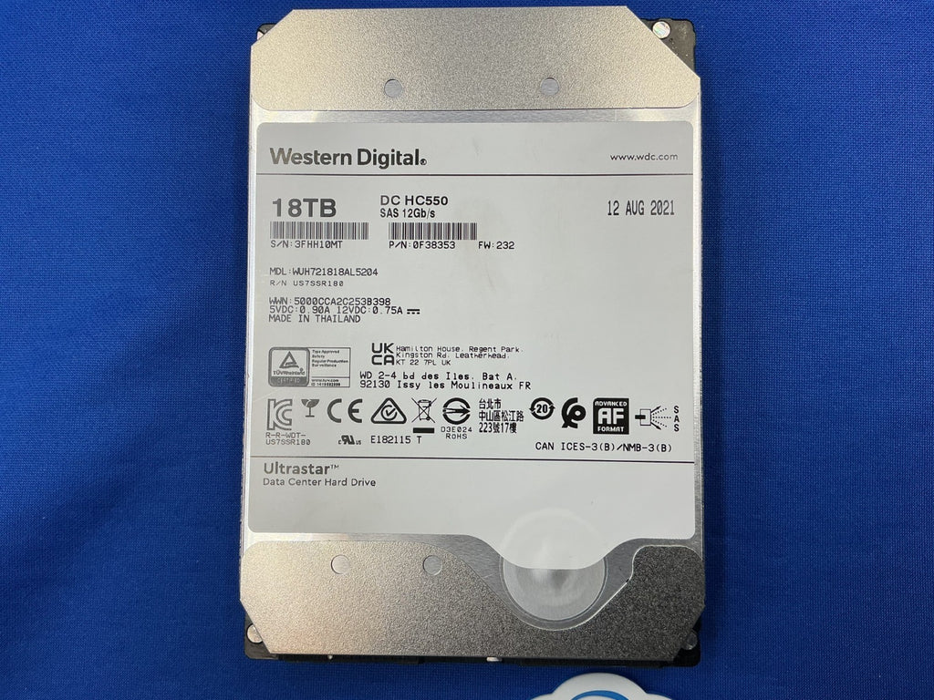 WD Ultrastar DC HC550 18TB 7.2K SAS 12Gbs 512MB 3.5" HDD WUH721818AL5204 0F38353