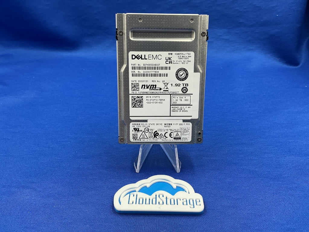 TXP72 Dell KIOXIA CM6-R 1.92TB NVMe PCIe4.0 U.3 SED 2.5in SSD W/ Gen 14 Tray
