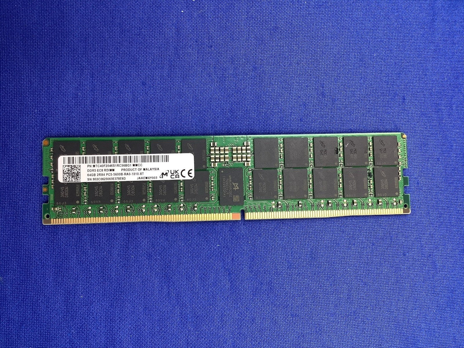 MTC40F2046S1RC56BG1 MICRON 64GB (1X64GB) 2RX4 PC5-5600B RDIMM MEMORY