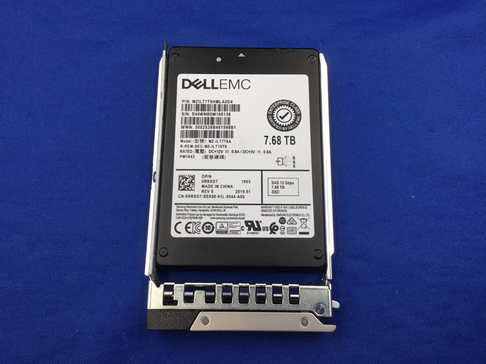RRXD7 DELL PM1643 7.68TB SAS 12Gbps 2.5Inch Read Intensive SSD 0RRXD7 MZ-ILT7T6A