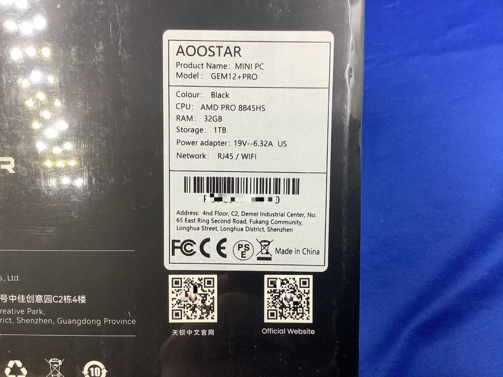 AOOSTAR GEM12+ Pro MAX GEM128 Mini PC AMD R7 8845HS 32GB RAM ,1TB Storage