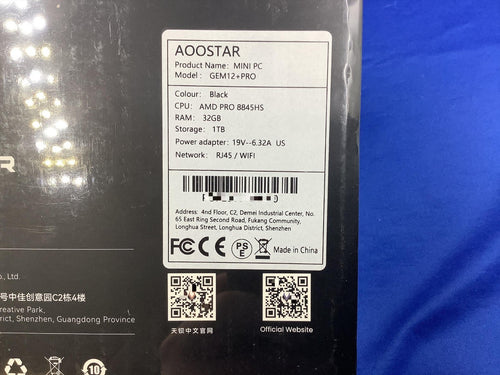 AOOSTAR GEM12+ Pro MAX GEM128 Mini PC AMD R7 8845HS 32GB RAM ,1TB Storage