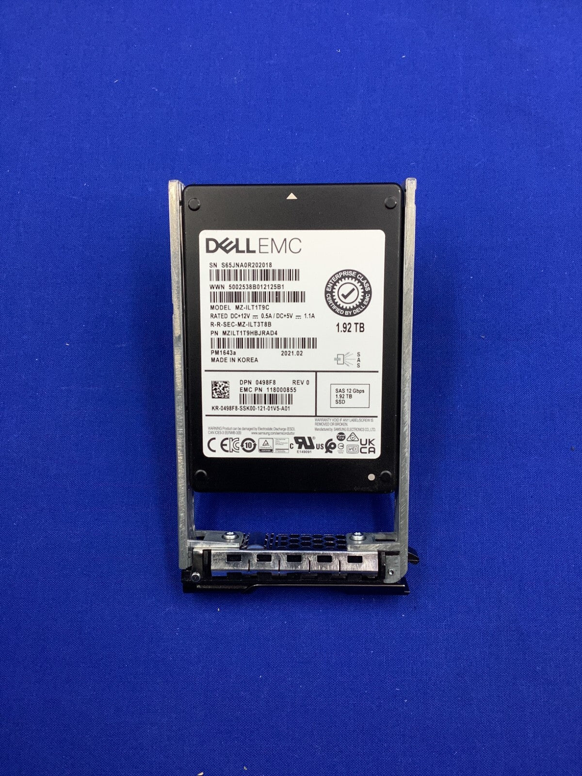 Dell Compellent 498F8 PM1643a 1.92TB SAS 12Gbps 2.5''  SSD MZ-ILT1T9C