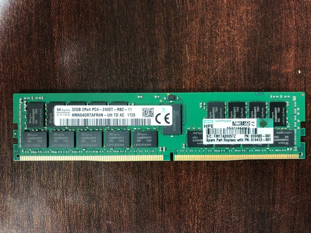 809083-091 HP 32GB 2RX4 PC4-2400T DDR4 MEMORY 805351-B21 819412-001