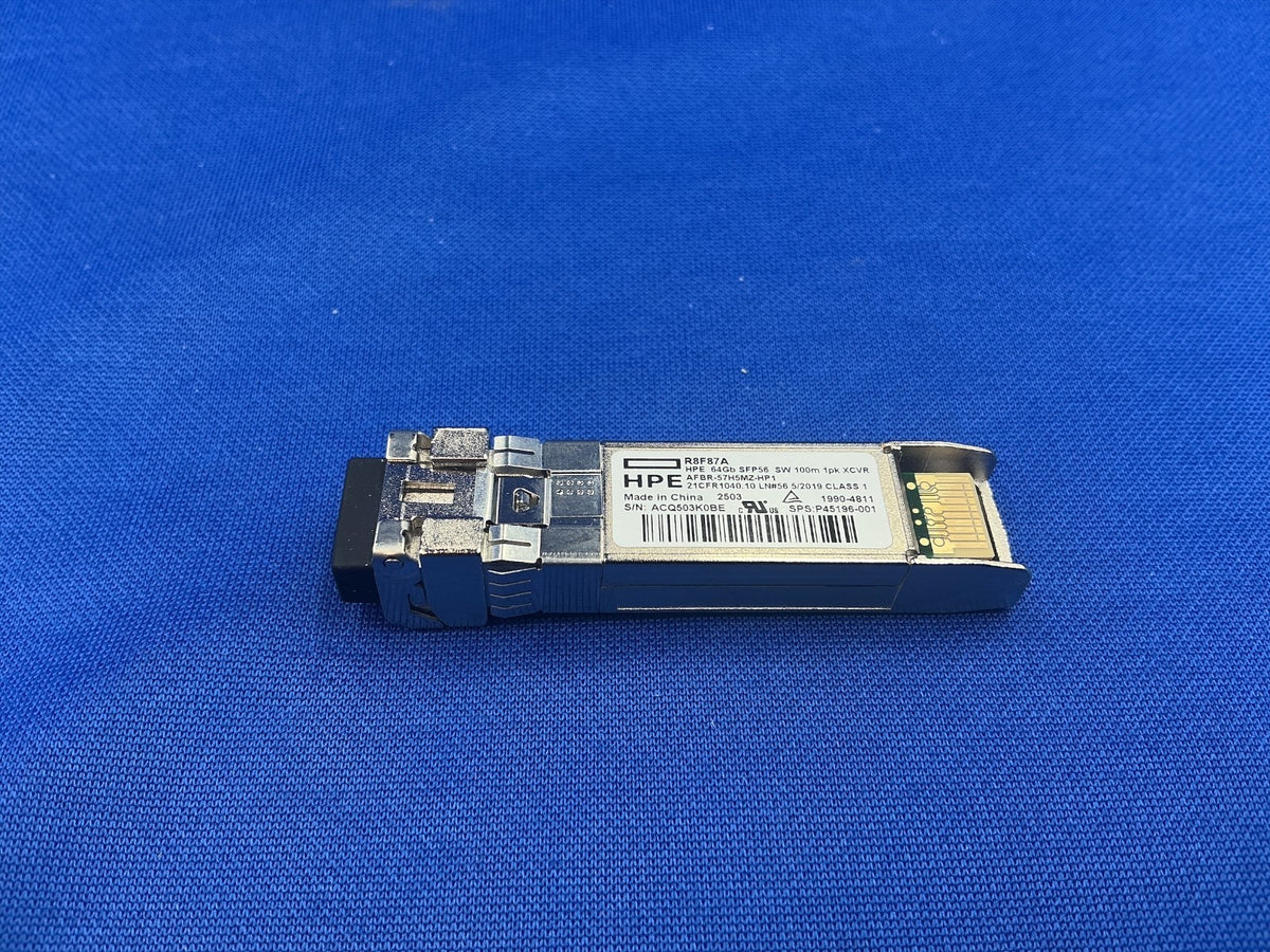 R8F87A HPE 64GB SFP56 SHORT WAVE 100M 1-PACK TRANSCEIVER P45196-001