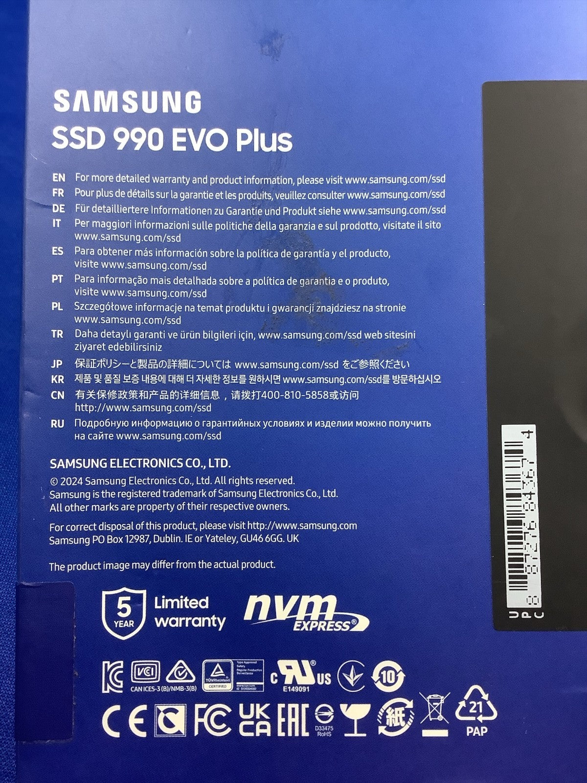 MZ-V9S2T0B/AM  Samsung 990 EVO PLUS 2TB M.2 NVME PCIE 4.0 V-HAND Internal SSD