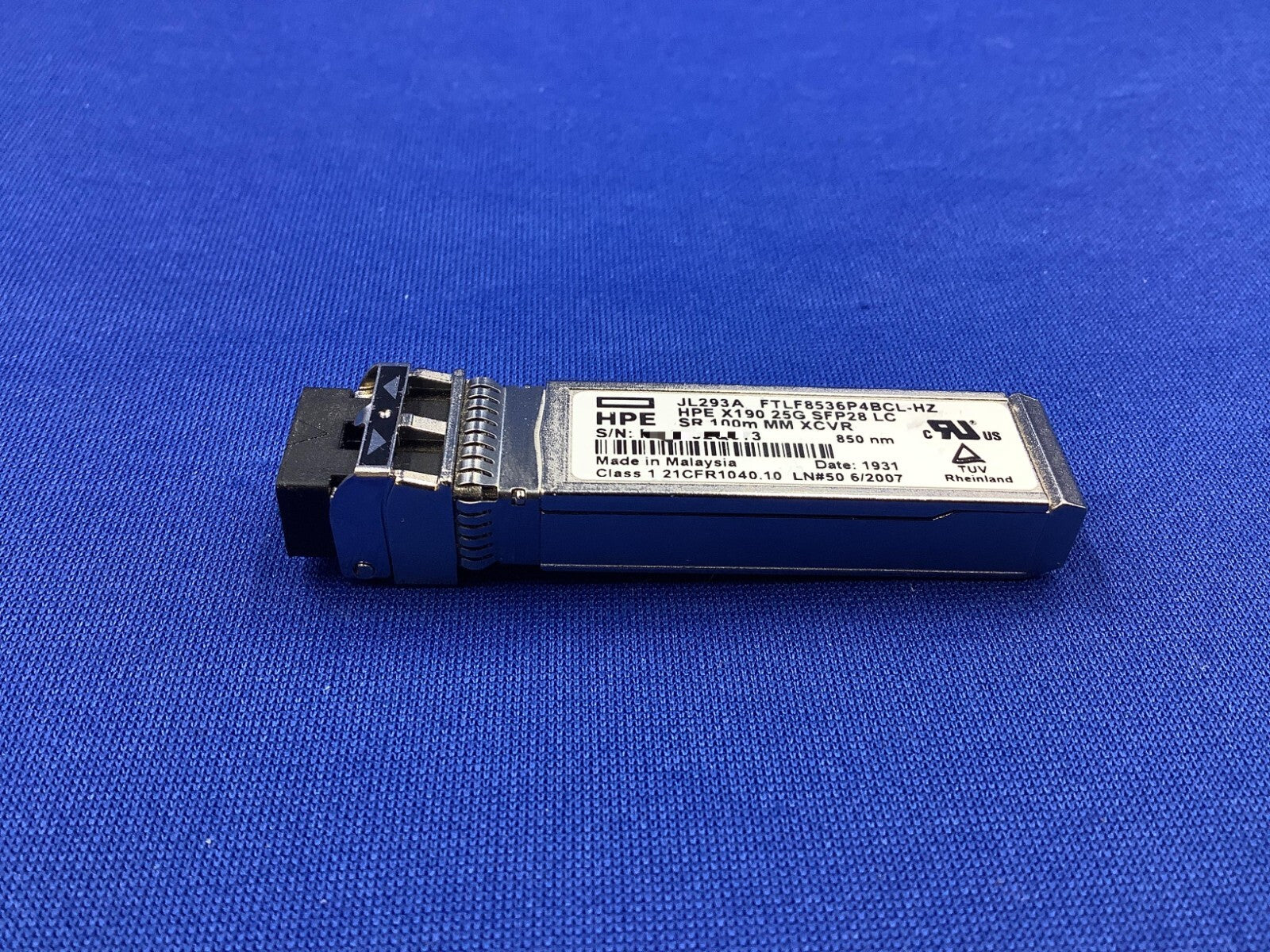 HPE JL293A HPE X190 25G SFP28 LC SR 100M MMF TRANSCEIVER JL293-61001