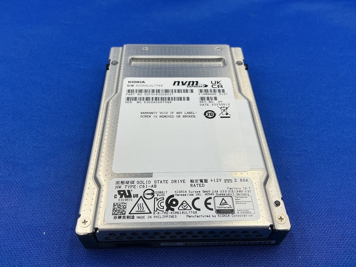 KIOXIA KCD6XLUL7T68 CD6-R 7.68Tb 2.5Inch PCI Express 4.0 NVMe SSD