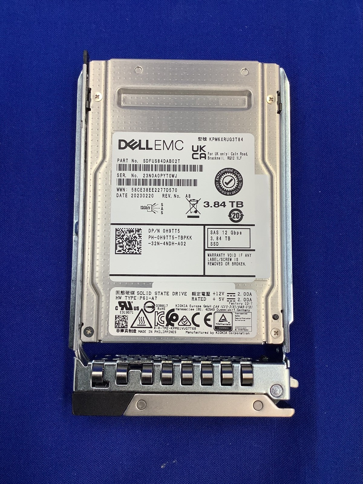 0H9TT5 Dell 3.84TB 12Gbps Read Intensive SAS 2.5'' SSD H9TT5  KPM6XRUG3T84