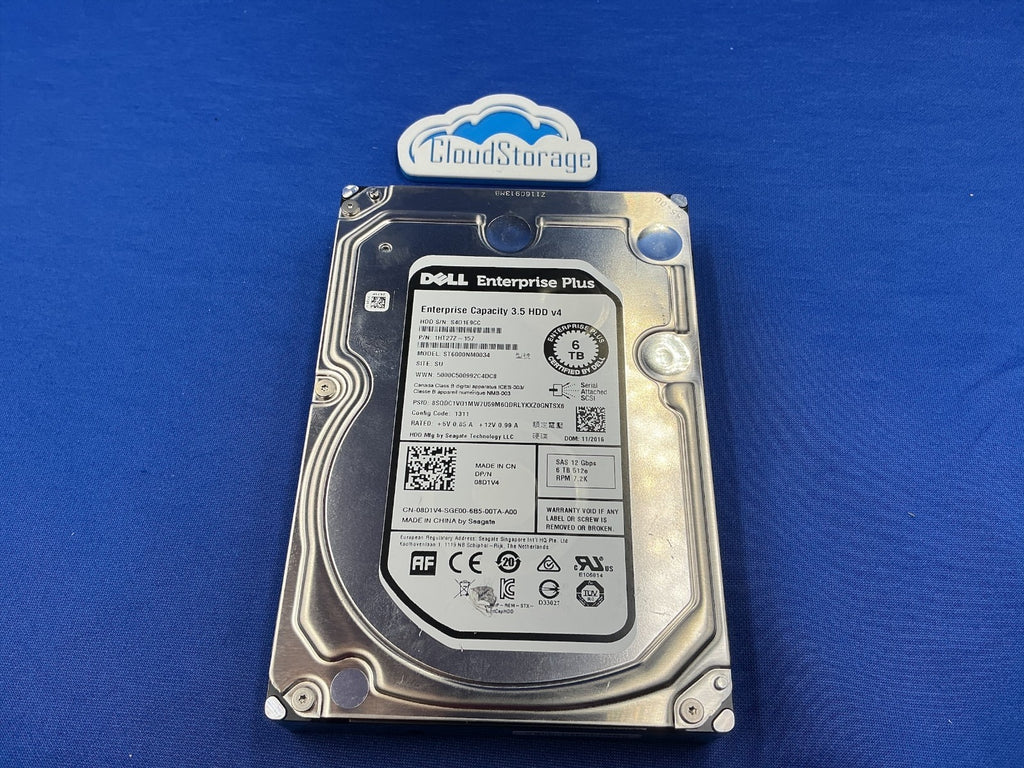 08D1V4 DELL 6TB 7.2K 12G 3.5IN SAS HDD 8D1V4 ST6000NM0034