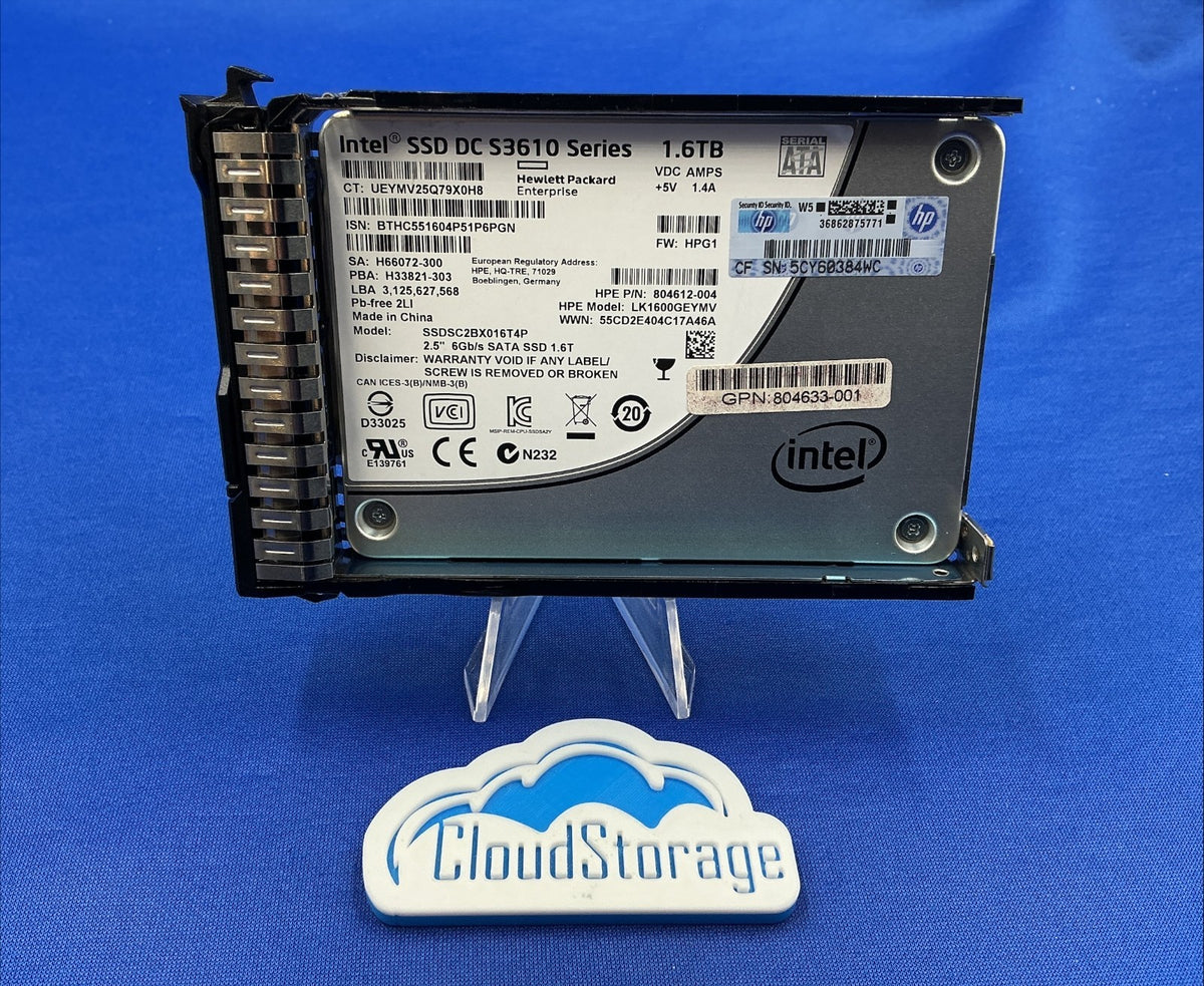 HPE 804631-B21 1.6TB SATA 6G MU 2.5 SSD Intel DC S3610 SSDSC2BX016T4P 805383-001