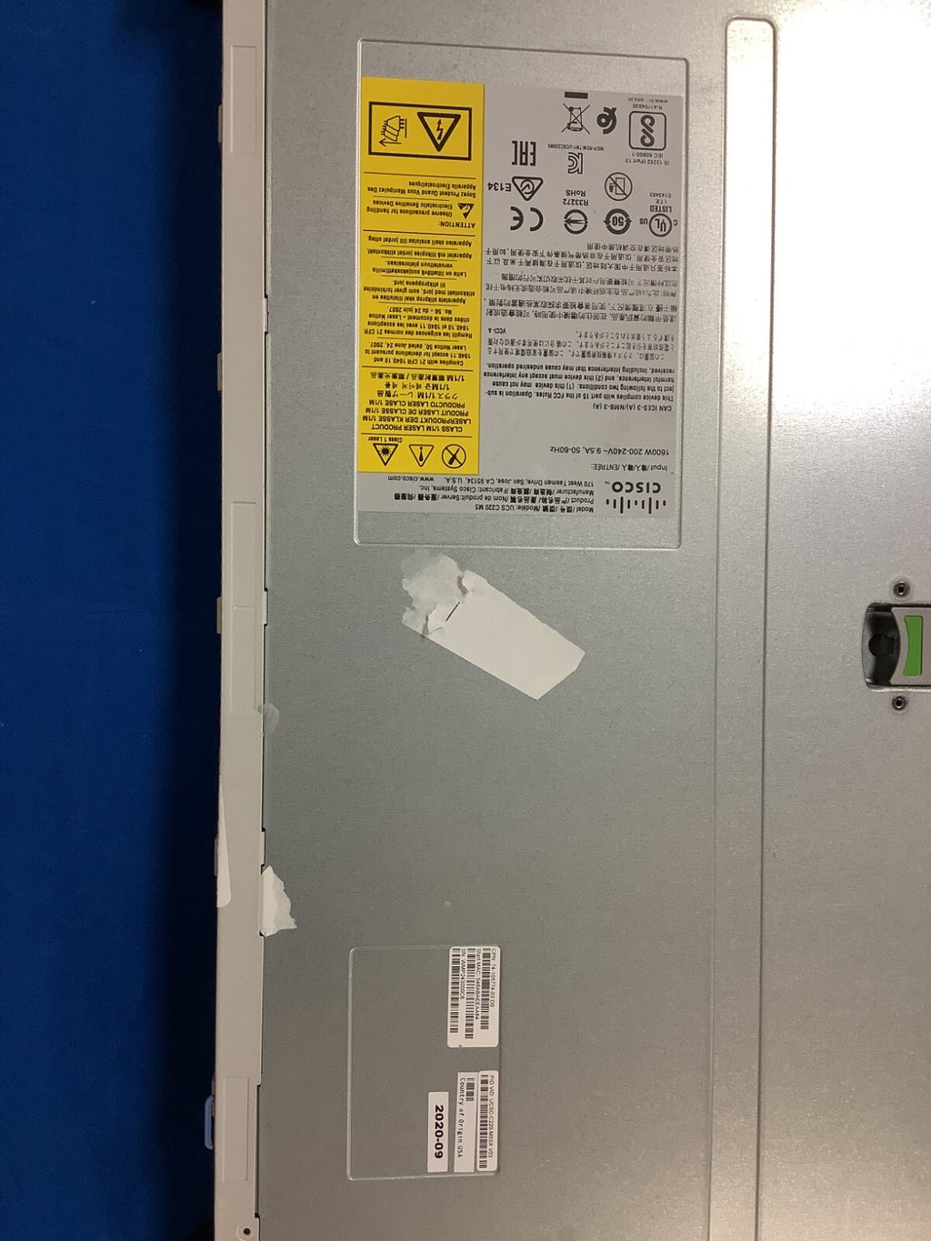 Cisco UCSC-C220-M5SX 10-Bay Barebones ; MOBO# 15015-1, 2x1600W PSU, RAID BATTERY