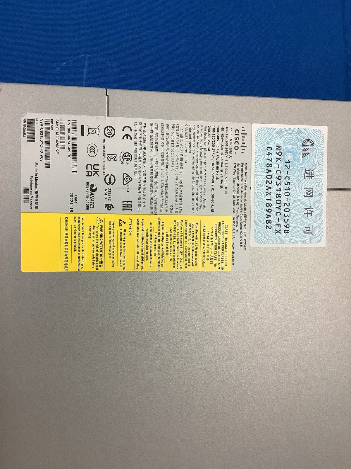 N9K-C93180YC-FX Cisco Nexus 9300 48p 1/10G/25G SFP & 6p 40G/100G QSFP28 Switch