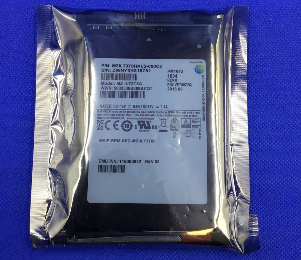MZ-ILT3T8A SAMSUNG PM1643 3.84TB SAS 12G READ INTENSIVE 2.5'' SSD EMC 118000632