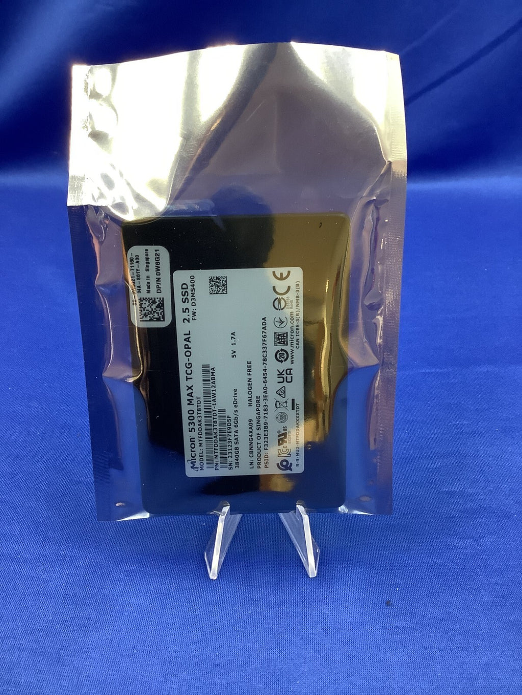 W6G21 DELL/MICRON 5300 MAX 3.84TB 2.5 6Gb SATA TCG-opal SSD 0W6G21 MTFDDAK3T8TDT