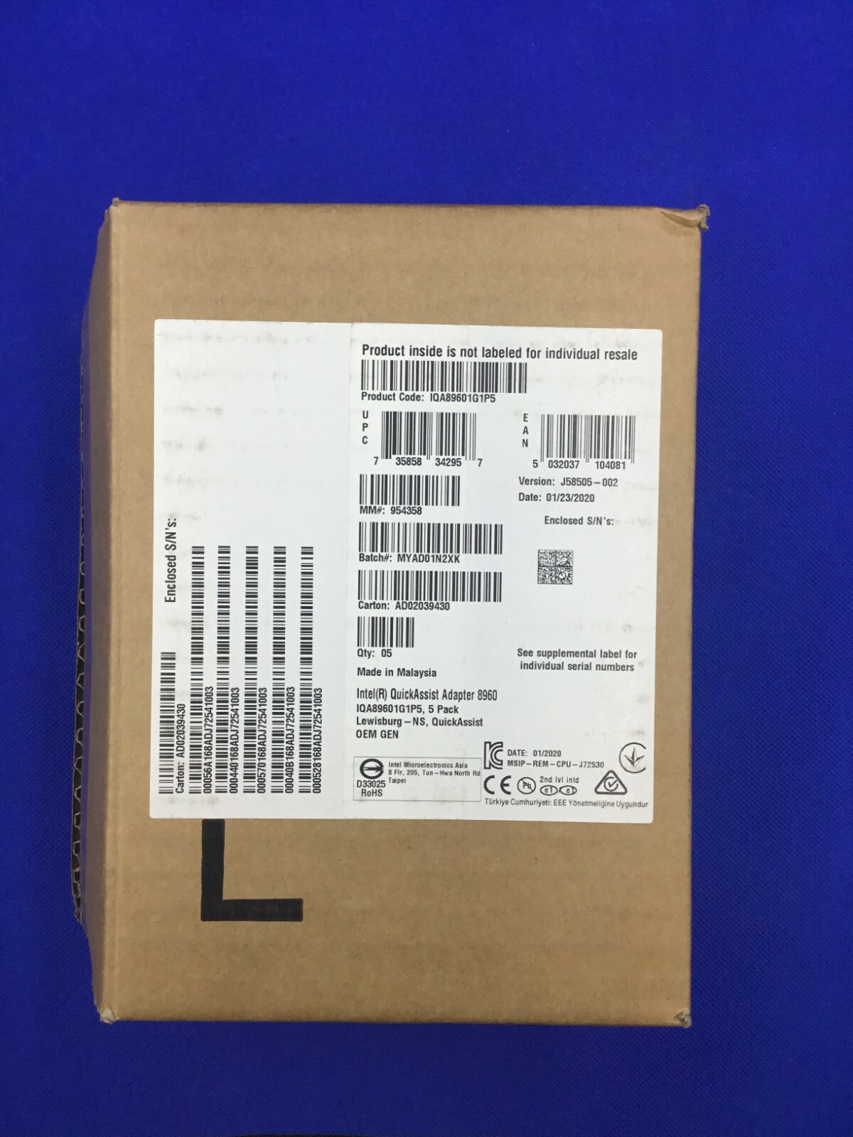 IQA89601G1P5 Intel® QuickAssist Adapter 8960 Cryptographic Accelerator CARD