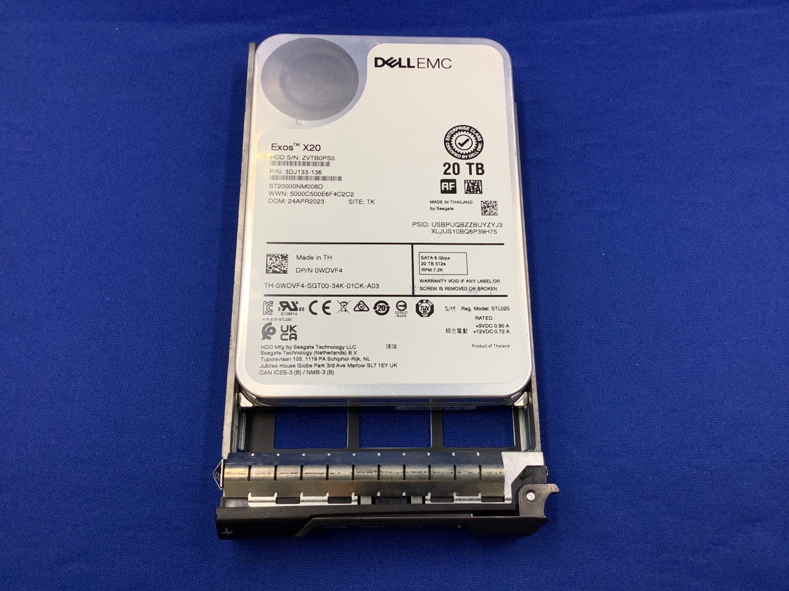 DELL WDVF4  Seagate Exos X20 SATA 6Gbps 20TB 512e RPM 7.2K 3.5 HDD ST20000NM008D