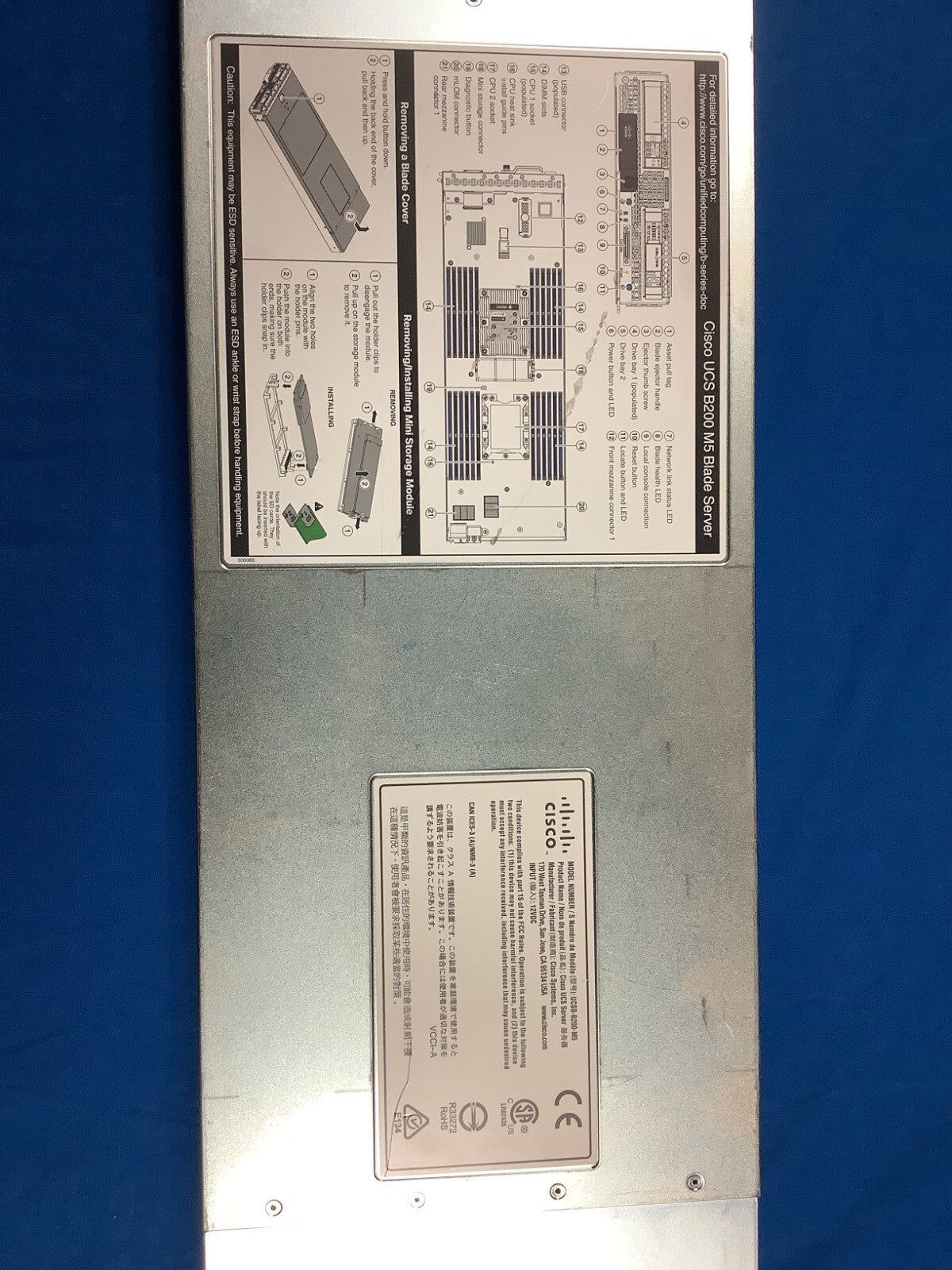 Cisco UCSB-B200-M5 Blade Server  73-17637-11 CTO Chassis