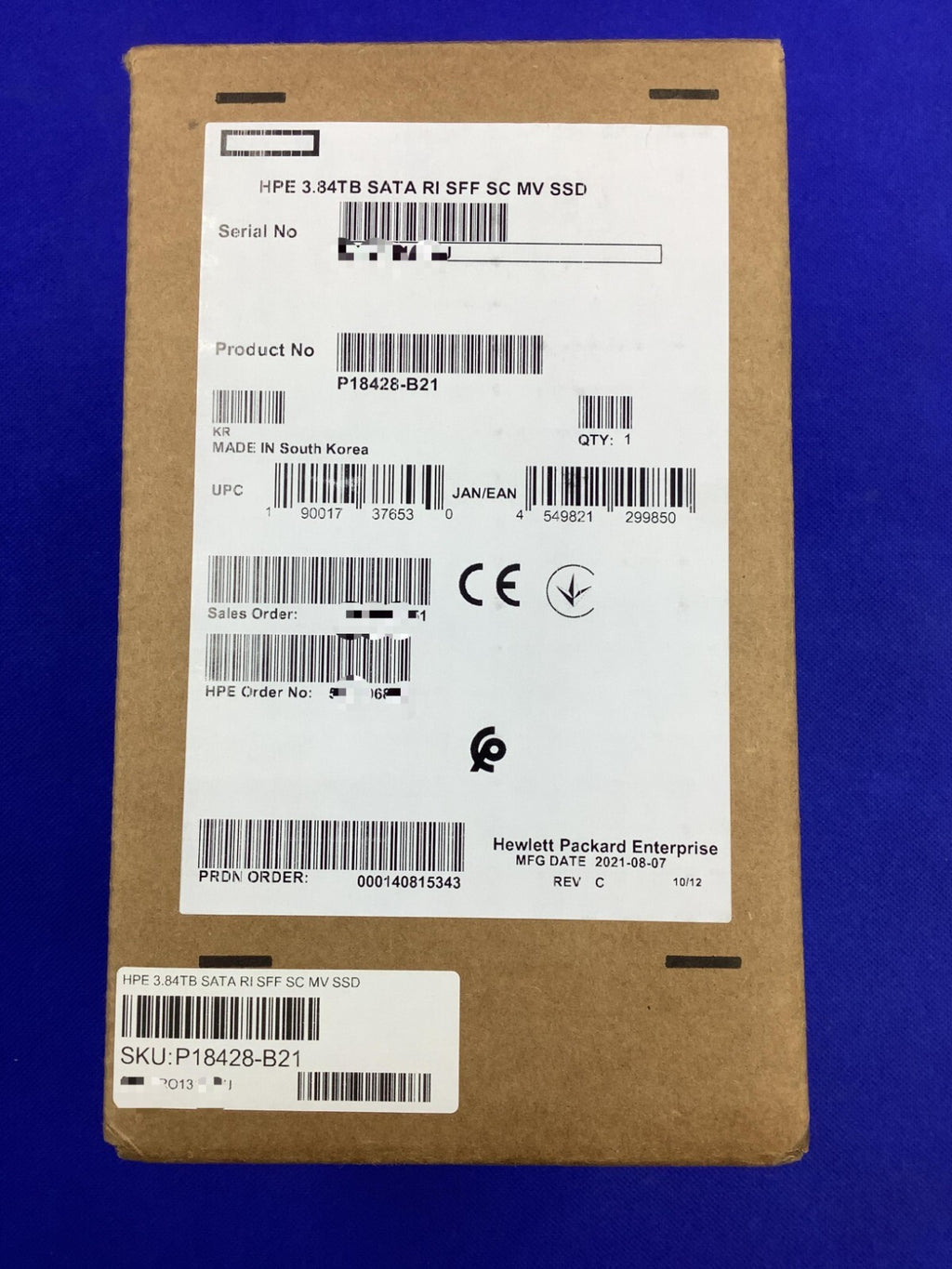 P18428-B21 P18485-001 HPE 3.84TB SATA 6G READ INTENSIVE SFF SC SSD VKD03840GWSRV