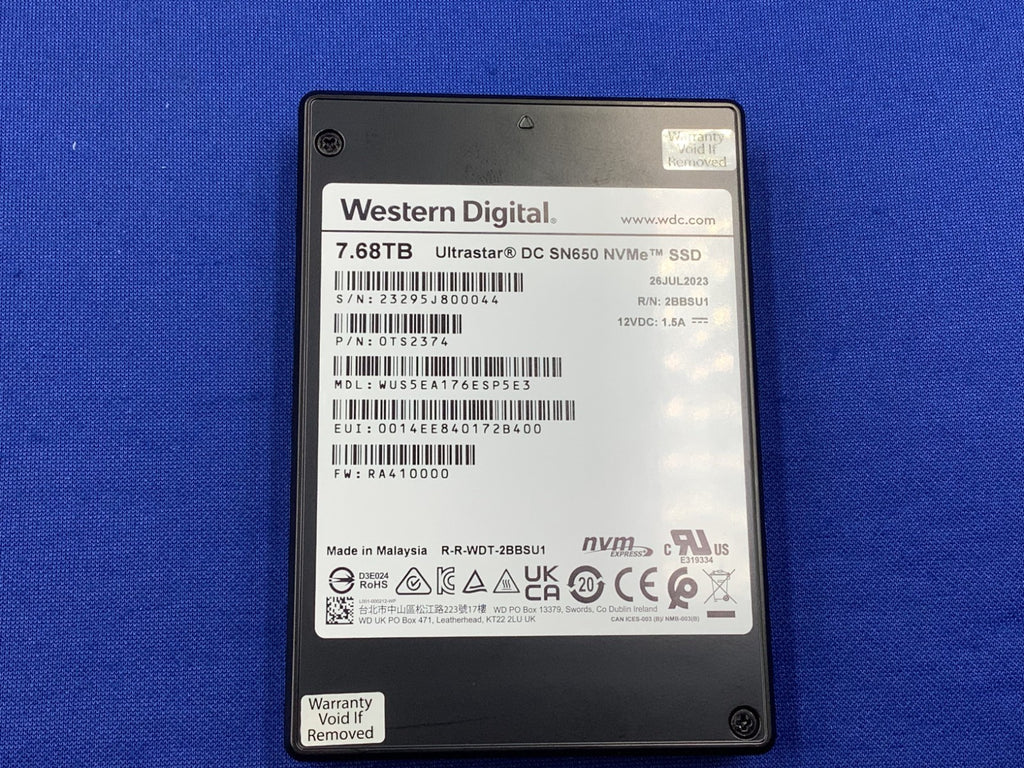 WUS5EA176ESP5E3  WD Ultrastar DC SN650 7.68TB PCIe Gen4, NVMe  U.3 15mm SE SSD
