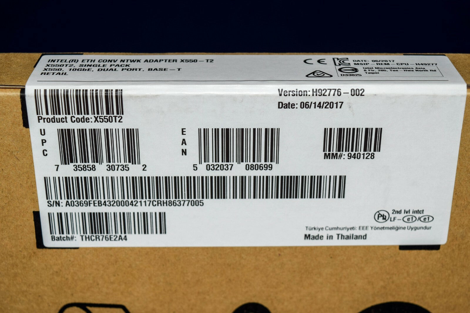 X550-T2 Intel 10Gb RJ45 Ethernet Converged PCIe Network Adapter X550T2 X550T2BLK