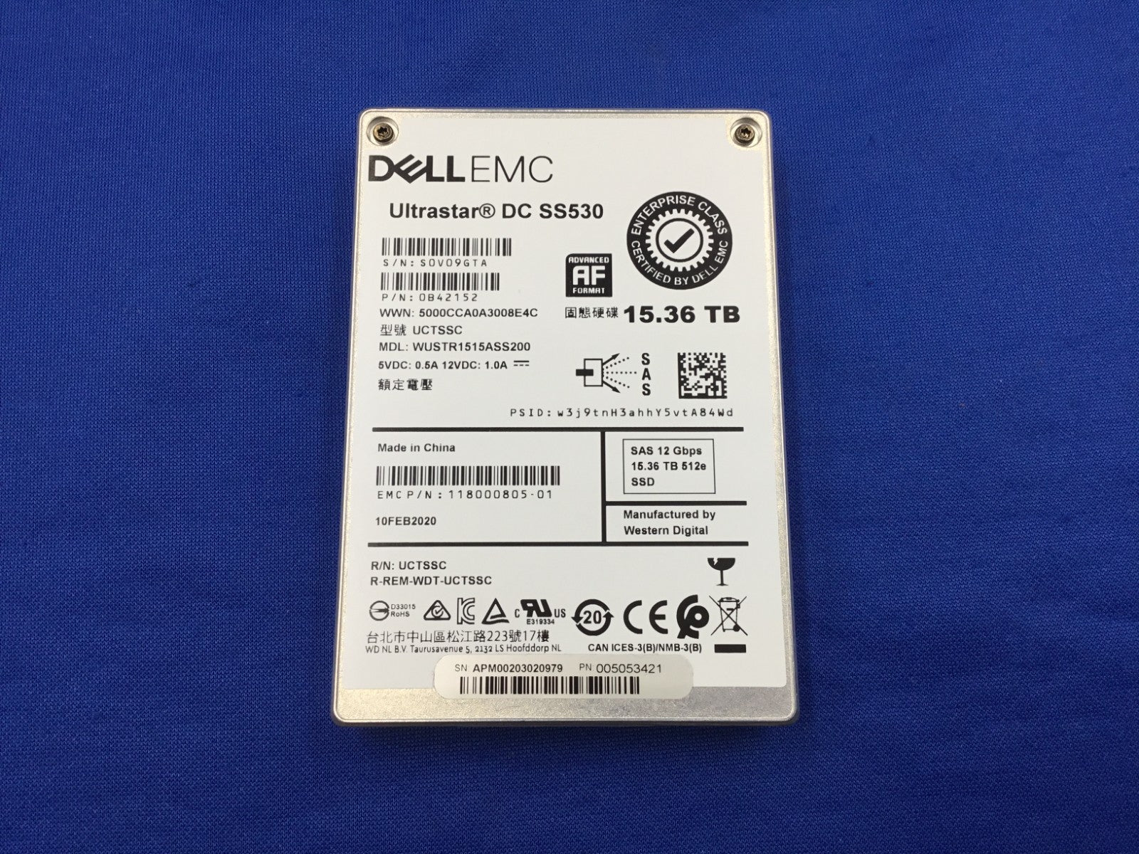WUSTR1515ASS200 Dell EMC Ultrastar DC SS530 15.36TB SAS 12Gbps 512e SSD