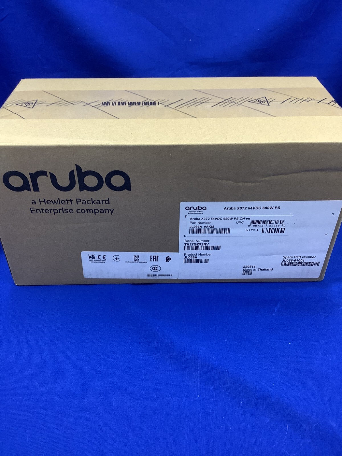 JL086A HPE Aruba 54VDC 680W 100-240VAC POWER SUPPLY