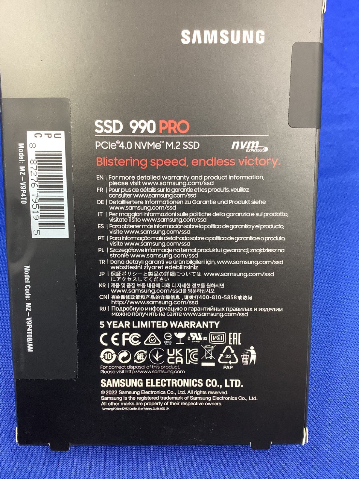MZ-V9P4T0B/AM SAMSUNG 990 Pro 4TB M.2 2280 PCIe 4.0 x4 NVMe SSD  new sealed