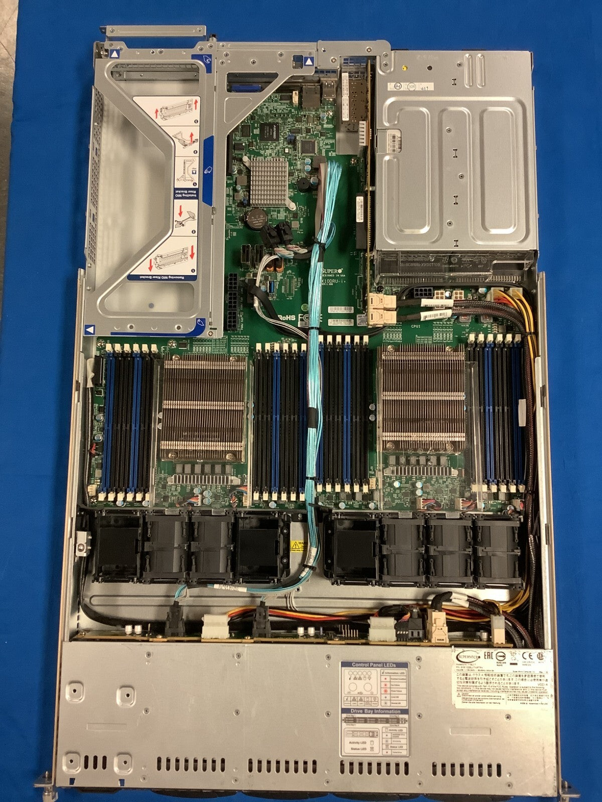 Supermicro SYS-1028U-TNRTP+ 750Wx2 PSU  Fans and cables heatsink