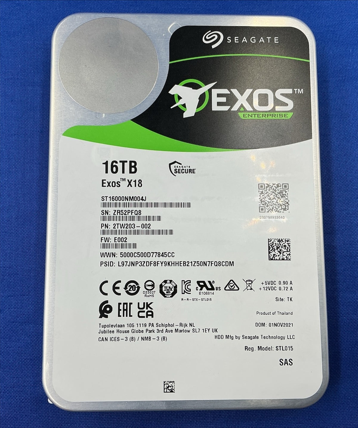Seagate Exos X18 ST16000NM004J 16TB 12Gb/s SAS 7.2K 256MB 3.5" HDD