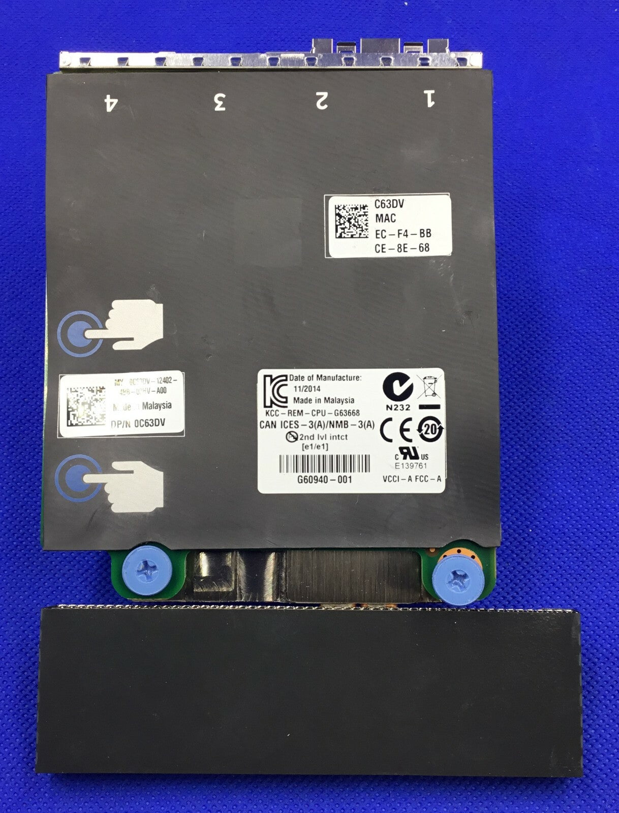 C63DV Dell X520-DA2 2x10Gb DA/SFP+ I350-T2 2x1GB Quad Port Network Daughter Card