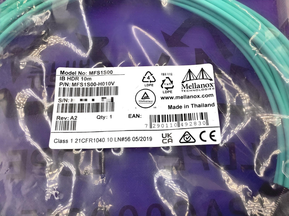 MFS1S00-H010V NVIDIA MELLANOX MFS1S00-H010V AOC Cable IB HDR up to 200Gb/s QSFP5