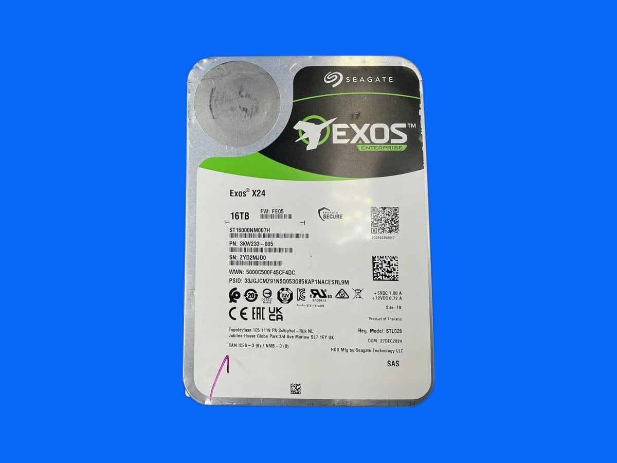 ST16000NM007H Seagate Exos X24 16TB SAS 12Gb/s 7200RPM 512MB 3.5" HDD New Pull