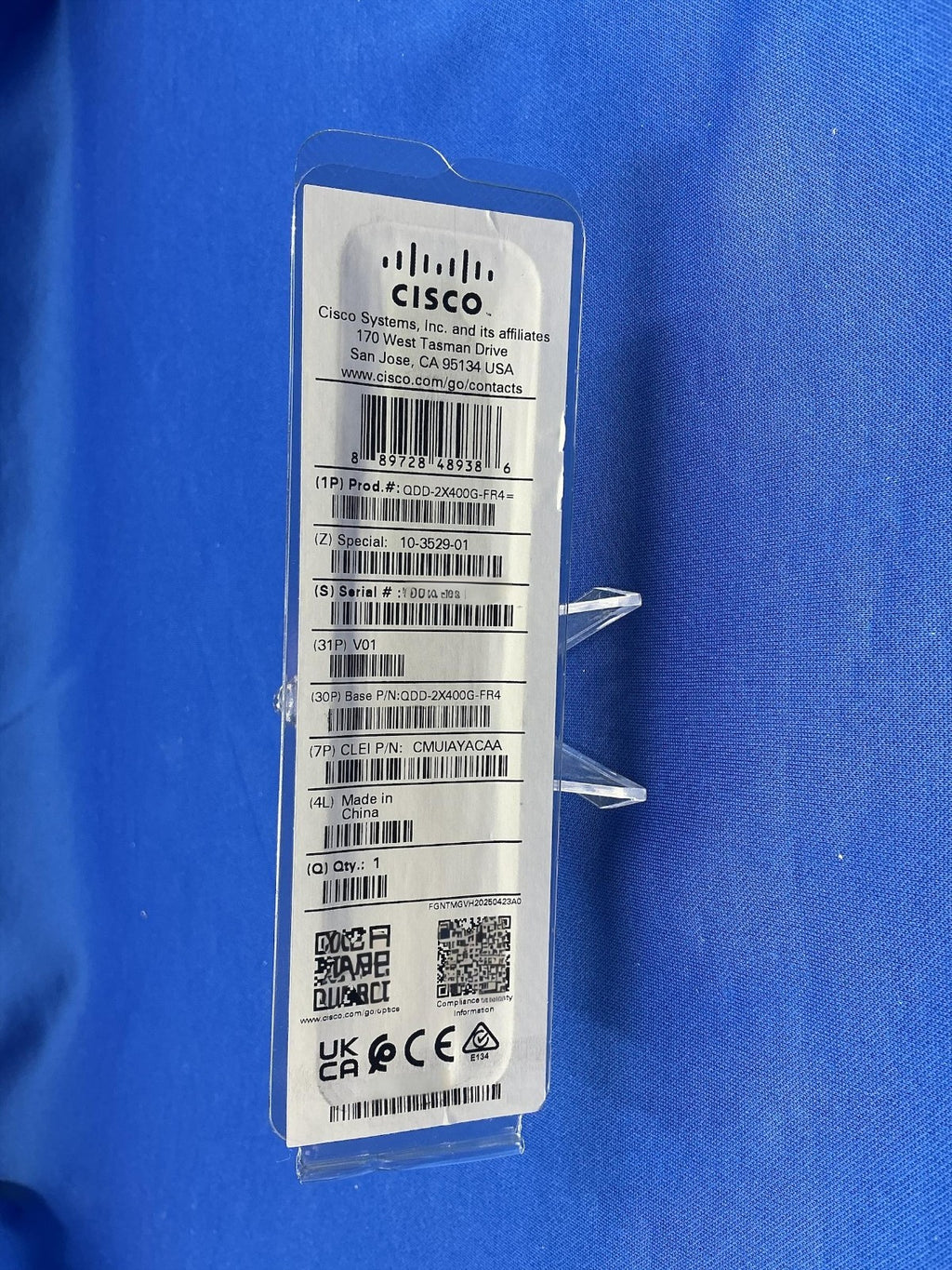 QDD-2X400G-FR4 CISCO 400G QSFP-DD 2x400G-FR4, 2-km Duplex SMF Transceiver