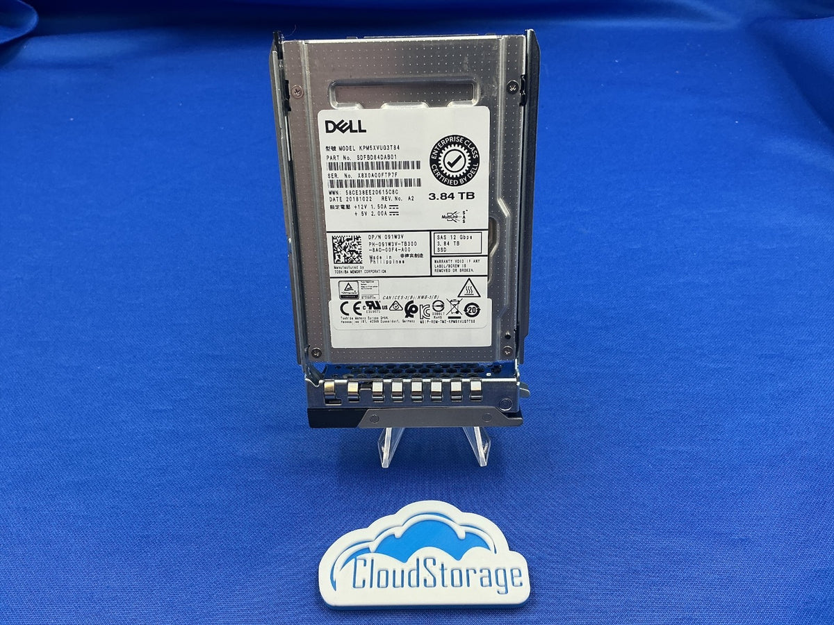 91W3V 091W3V Dell 3.84TB 12Gbps SAS Mixed Use 2.5'' 512e SSD KPM5XVUG3T84