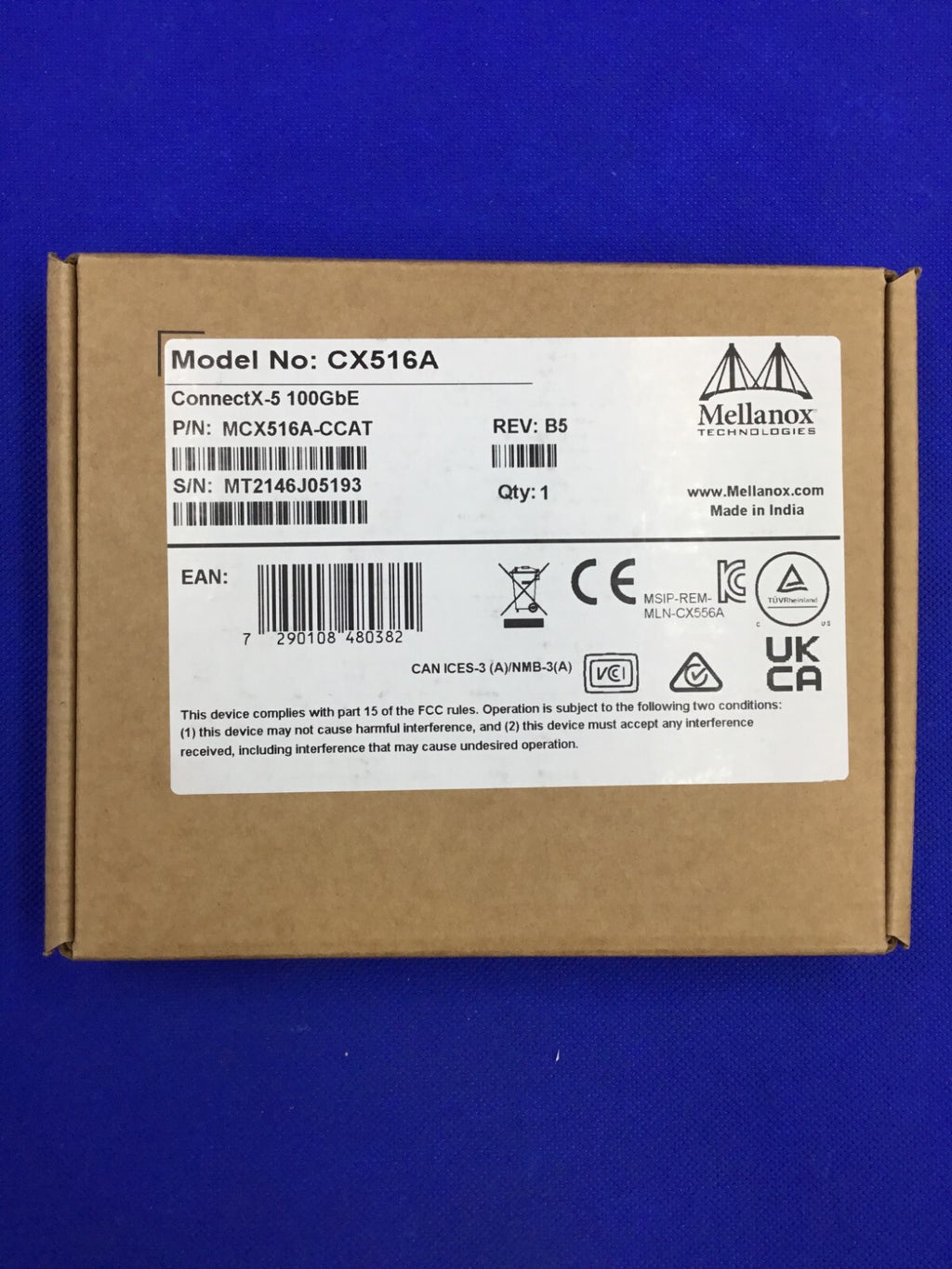 NOB MCX516A-CCAT Mellanox CX516A ConnectX-5 100GbE Dual-Port QSFP28 PCIE Adapter
