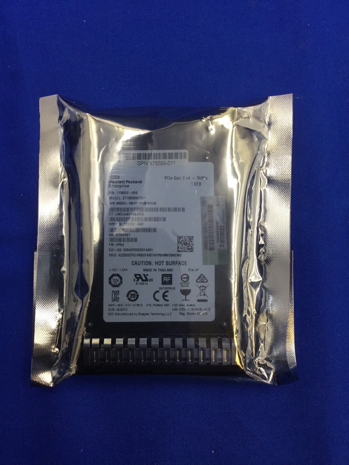 875597-B21 HPE 1.6TB NVME GEN3 HIGH PERFORMANCE MU SFF SSD 875876-001