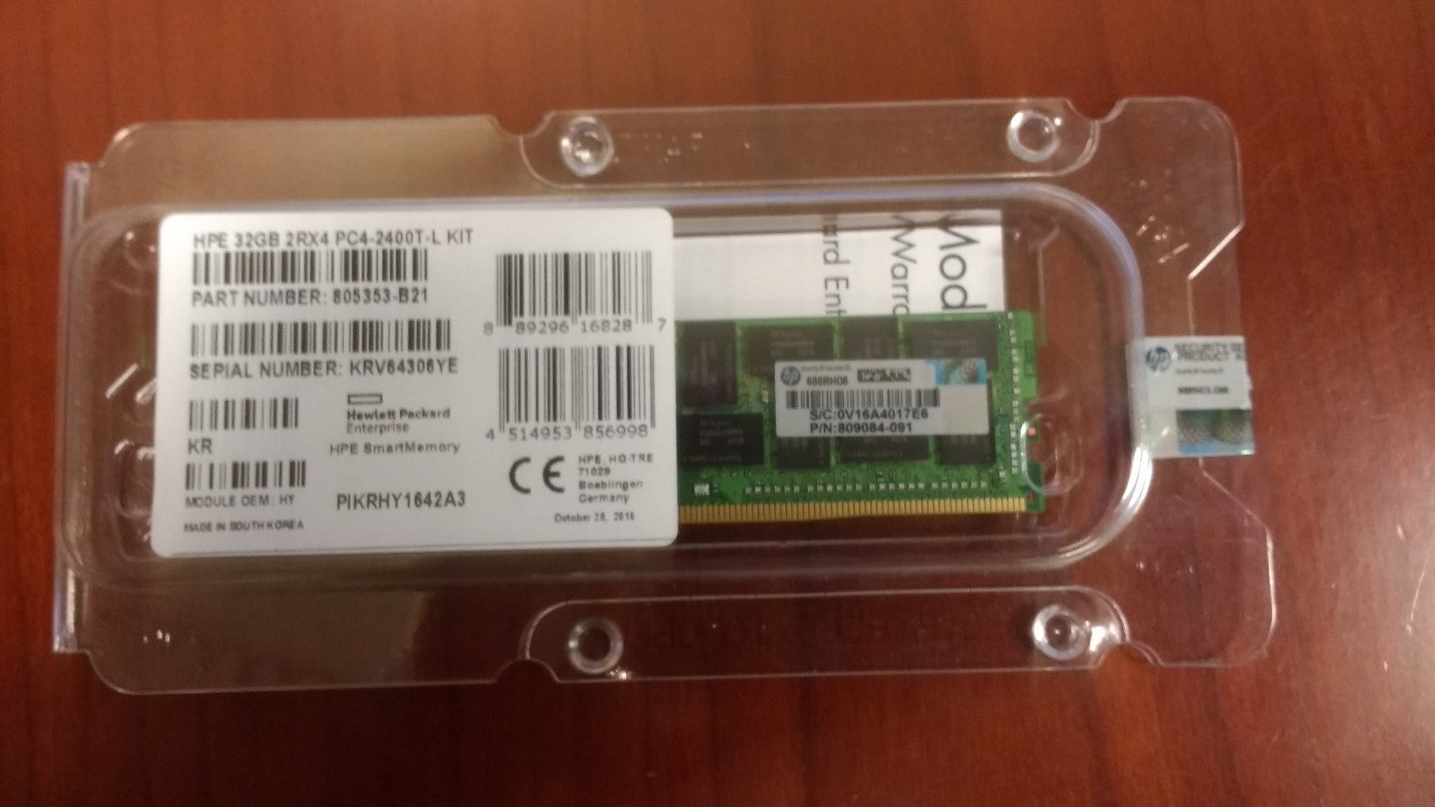 F/S HPE 32GB (1X32GB) 2RX4 PC4-2400T MEMORY 805353-B21 809084-091 819414-001