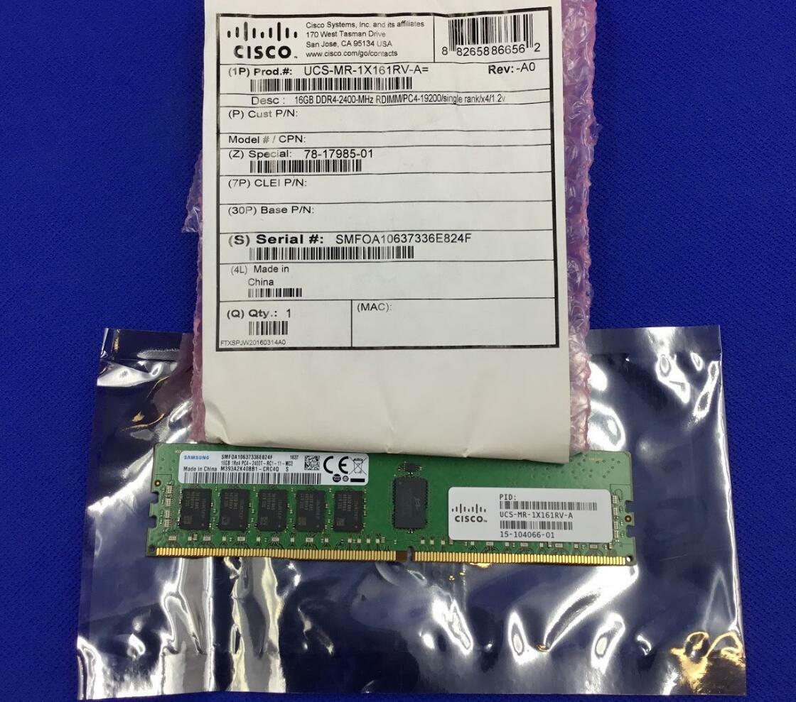 NEW UCS-MR-1X161RV-A CISCO 16GB (1X16GB) 1RX4 PC4-2400T DDR4 MEMORY