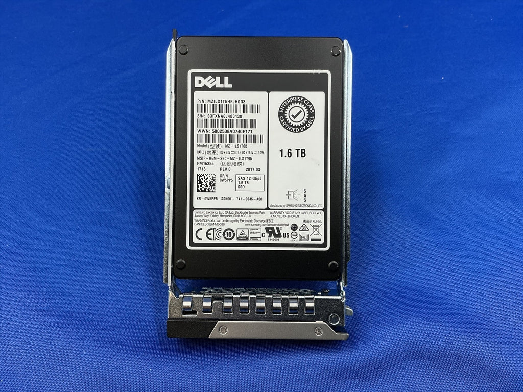 W5PP5  0W5PP5 Dell PM1635a 1.6TB 12Gbps SAS MU TLC 2.5 SSD MZ-ILS1T6B