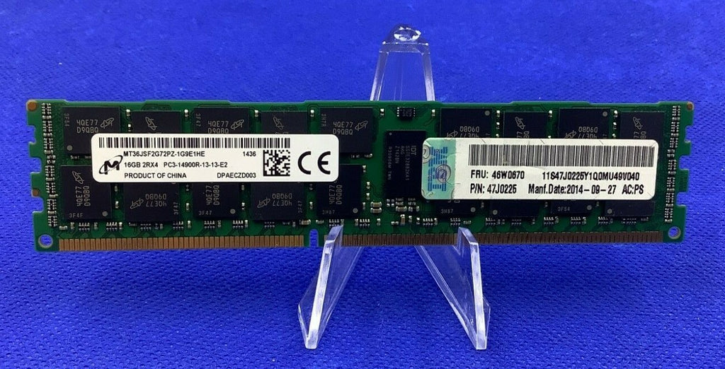 00D5048 IBM 16GB 1X16GB 2RX4 PC3-14900R MEMORY 46W0670 47J0225 00D5047