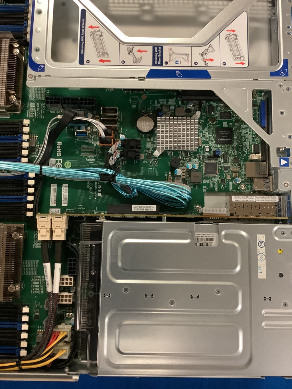 Supermicro SYS-1028U-TNRTP+ 750Wx2 PSU  Fans and cables heatsink