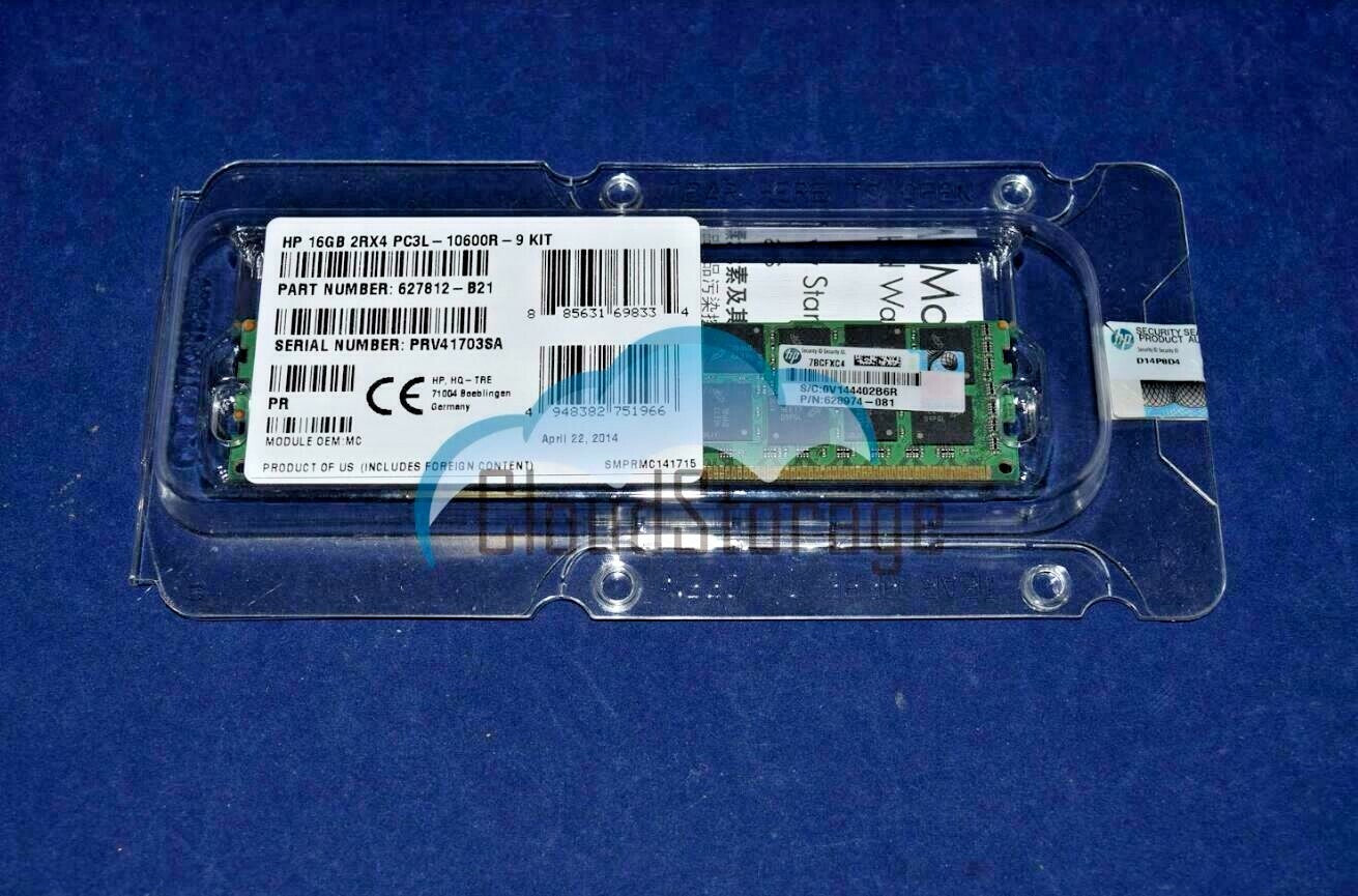 F/S 628974-081 HP 16GB 2RX4 PC3L-10600R MEMORY 632204-001 627812-B21
