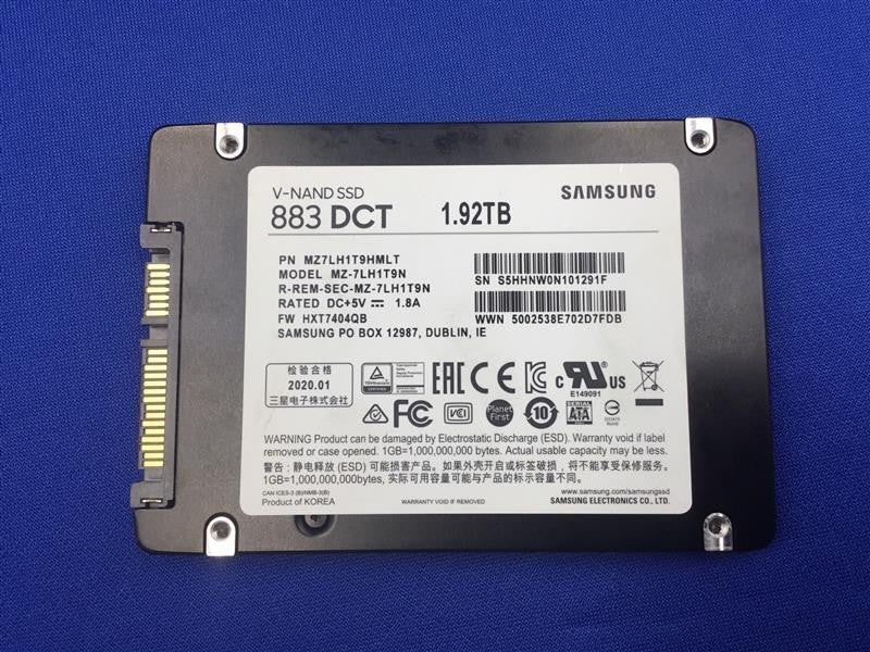 MZ-7LH1T9N SAMSUNG 1.92TB V-NAND 883 DCT SATA 6GBPS SSD