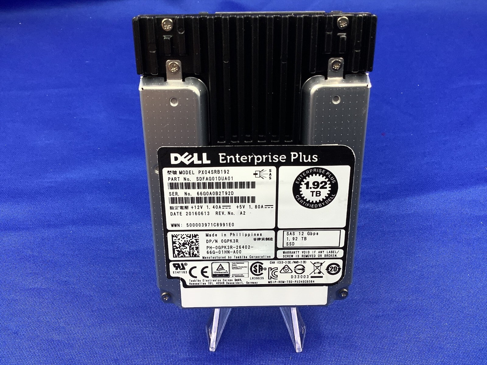 GPK3R Dell 1.92TB RI SAS 12Gb/s 2.5" Enterprise Plus SSD Health above 70%
