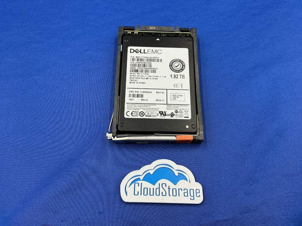 Dell EMC 118000630 Samsung PM1643 1.92TB SAS 12Gb/s 2.5" SSD MZ-ILT1T9A