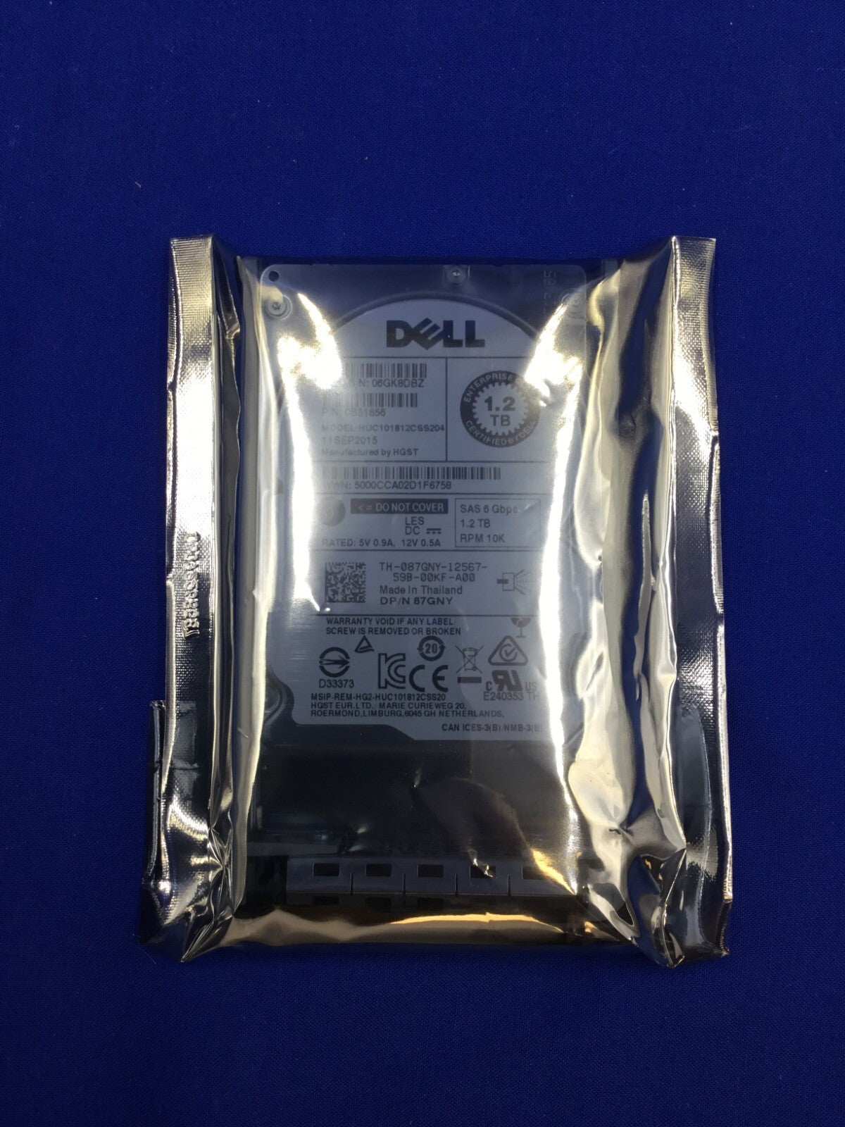 087GNY Dell Enterprise 1.2TB 10K SAS 6Gbps 2.5'' HDD 87GNY HUC101812CSS204