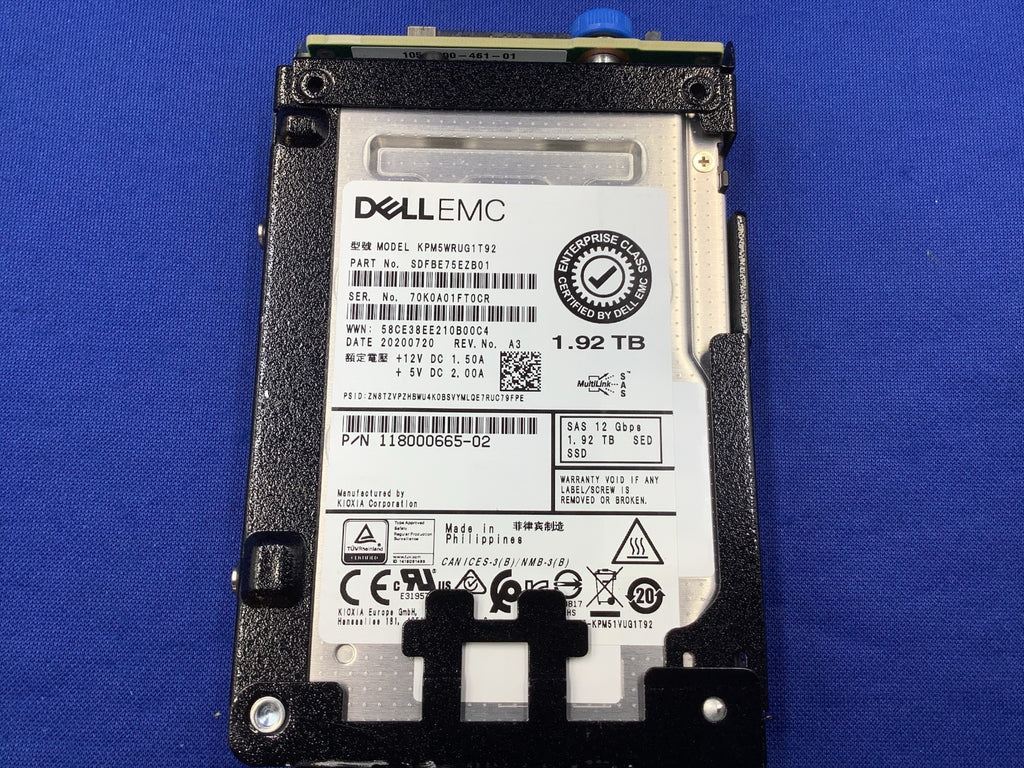 EMC 005052876 1.92TB SAS 12gbps 2.5in SSD KPM5WRUG1T92 118000665-02